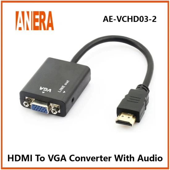 Преобразователь видео HDMI Anera Amazon, горячая распродажа, кабель-адаптер HDMI Male-VGA Female со звуком